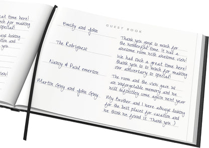 Useful Co. Black Guest Book, Use as Guest Book Wedding Reception, Sign in Book, Guest Book for Vacation Home, Funeral Guest Book, Hardbound Guestbook, Leather Cover, 112 Pages, 9 x 7 Inches