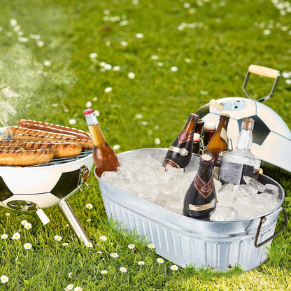 Lallisa 2 Pcs 5.3 gallons Galvanized Beverage Tub Galvanized Bucket Metal Ice and Drink Bucket with Handles Tub for Parties Farmhouse Home Pool Bar (Silver)