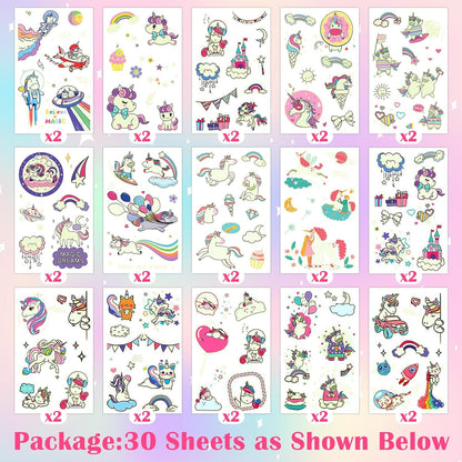 Partywind 380 Styles (30 Sheets) Luminous Tattoos for Kids, Mixed Styles Temporary Tattoos Stickers with Mermaid/Dinosaur/Space/Pirate for Boys and Girls, Glow Party Supplies