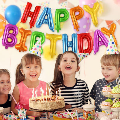 Happy Birthday Balloons Banner, Foil Balloon Personalized Name Letters Balloons Sign Birthday Party Decorations for Women Men Boys Girls Cream