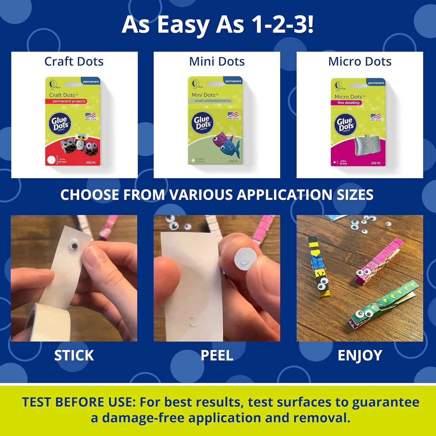 Glue Dots, Micro Dots, Double-Sided, Permanent, 1/8", 325 Dots, Diamond Painting Pen Glue, DIY Craft Glue Tape, Sticky Adhesive Glue Points, Liquid Hot Glue Alternative, Clear