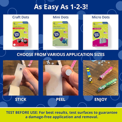 Glue Dots, Micro Dots, Double-Sided, Permanent, 1/8", 325 Dots, Diamond Painting Pen Glue, DIY Craft Glue Tape, Sticky Adhesive Glue Points, Liquid Hot Glue Alternative, Clear