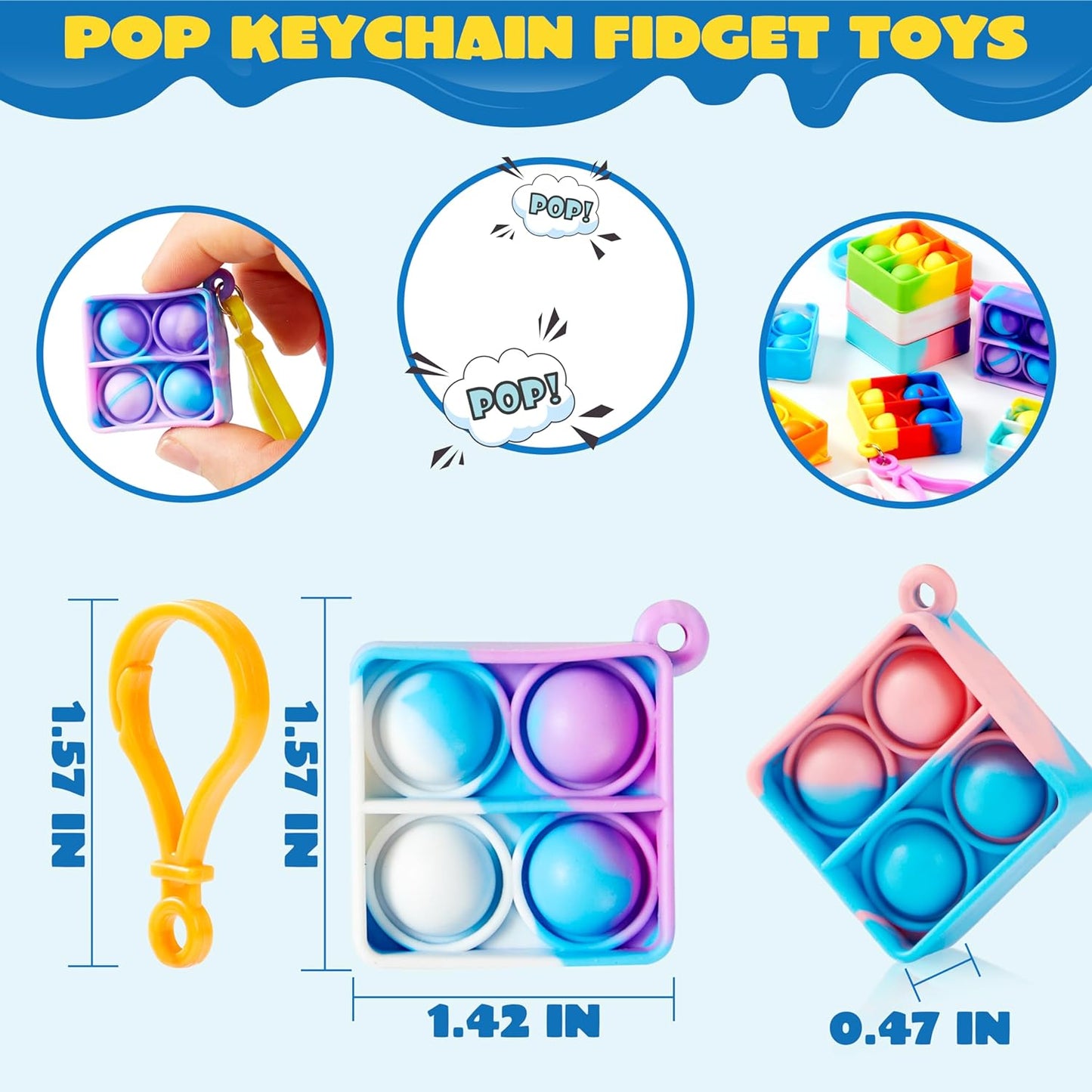 JOYIN Round Pop Fidget Keychain 30 Pack Pop Fidget Toys Bulk Party Favors for Kids 4-8,8-12 Years, Birthday Goodie Bags Stuffers Back to School Gifts for Students Classroom Prizes Sensory Toys