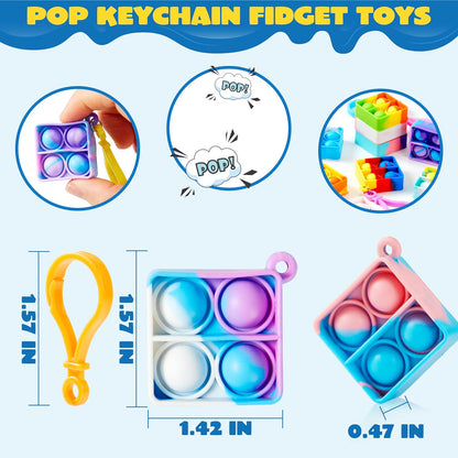 JOYIN Round Pop Fidget Keychain 30 Pack Pop Fidget Toys Bulk Party Favors for Kids 4-8,8-12 Years, Birthday Goodie Bags Stuffers Back to School Gifts for Students Classroom Prizes Sensory Toys