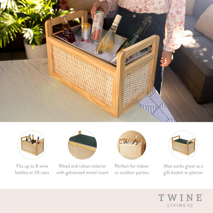 Twine Cheers Beverage Tub, Galvanized Tubs for Entertaining, Drink Buckets for Parties, Large Ice Tub and Gift Basket, Beer Buckets, Cream, 6.3 Gallons Set of 1
