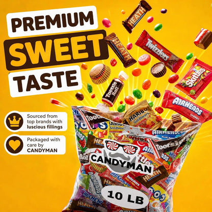 CANDYMAN (5 LB) Chocolate Candy Variety Pack — Individually Wrapped Bulk Candy Mix, Fun & Mini Size Treats for, Pinata Fillers for Kids, Party Favors, Father's Day, Ship with Ice