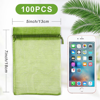 ANZNKU 50 Pack Organza Bags 5 x 7 in White Small Mesh Gift Bags Bulk Drawstring for Wedding Party Favors, Little Goodie Bag for Candy Jewelry Soap Makeup, Treat Sachet Pouch for Mothers Gifts Wrap