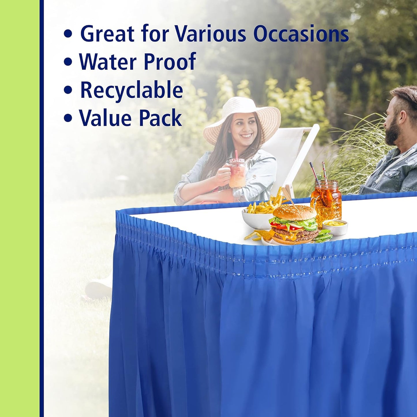Party Dimensions Plastic Table Skirt, 29-Inches by 14-Feet - White - 6 Pack