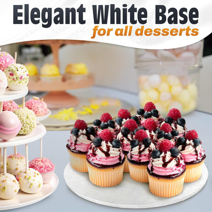12 Inch Cake Drum, Black Cake Board for Picture-Ready Celebration Cakes, 1/2 Inch Thick Round Cardboard Base with Grease & Moisture Resistant Surface and Decorative Pattern for Parties and Weddings