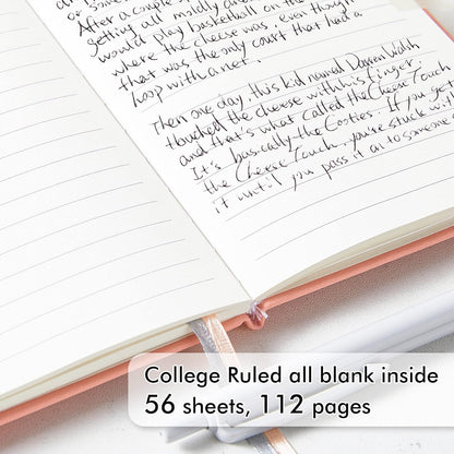 feela 6 Pack Pocket Small Notebooks Bulk, Mini Cute Memo Notepads Hardcover College Ruled Lined Journals with Pen Holder for Women Girls Office School, with 6 Black Pens, 3.5”x 5.5”, A6, Rose Pink