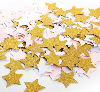 MOWO Glitter Five Stars Confetti Wedding Party Decor and Table Decor, 1.2’’ in Diameter (Glitter Gold,200pc)
