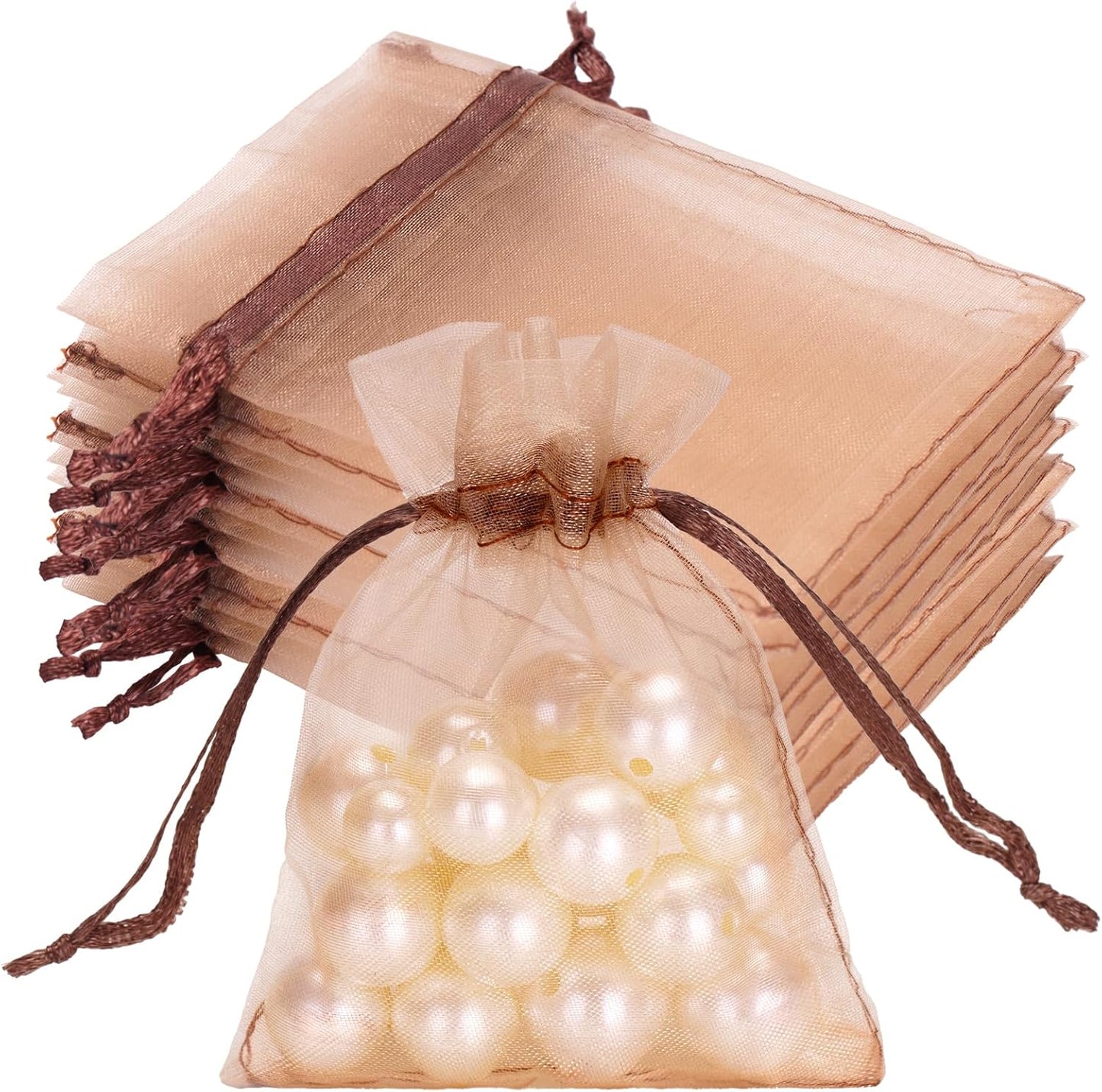 joycraft 50Pcs Organza Bags, 2x3 inch Gift Favor Bags, White Wedding Favor Bags, Jewelry Pouches with Drawstring, Mesh Bags Drawstring for Jewelry, Festival, Makeup, Candy, Desserts