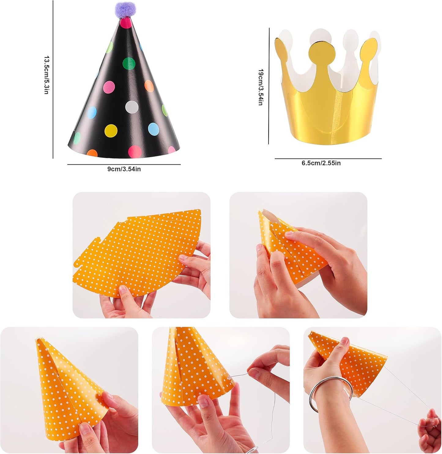 Mini Party Cone Hats for Stuffed Animals - Assorted Birthday Hats for Dolls Dogs Cats Rabbits Puppies Pet Toys