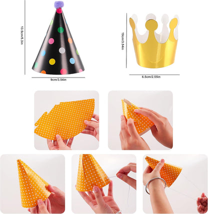Mini Party Cone Hats for Stuffed Animals - Assorted Birthday Hats for Dolls Dogs Cats Rabbits Puppies Pet Toys