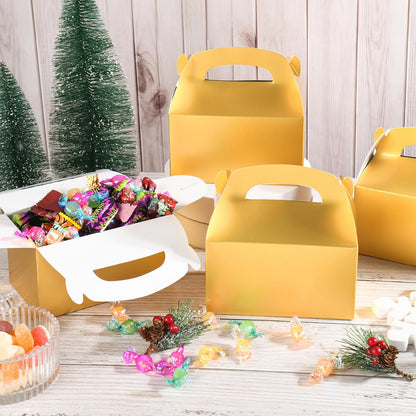 DjinnGlory 36 Pack White Party Favor Treat Boxes with Handle, DIY Paper Boxes for Baby Shower, Birthday, All Occasion, Small Gable Boxes for Small Business 6.18 x 3.58 x 3.38 Inches