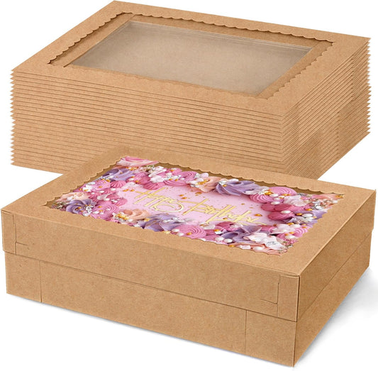 MUMULULU 12 PCS 14x10x4 Inch Cake Boxes with Window White Bakery Boxes Large Treat Box for Donuts Cookies Dessert Cupcakes Pastry Baking Pie Packaging for Birthday Wedding Easter