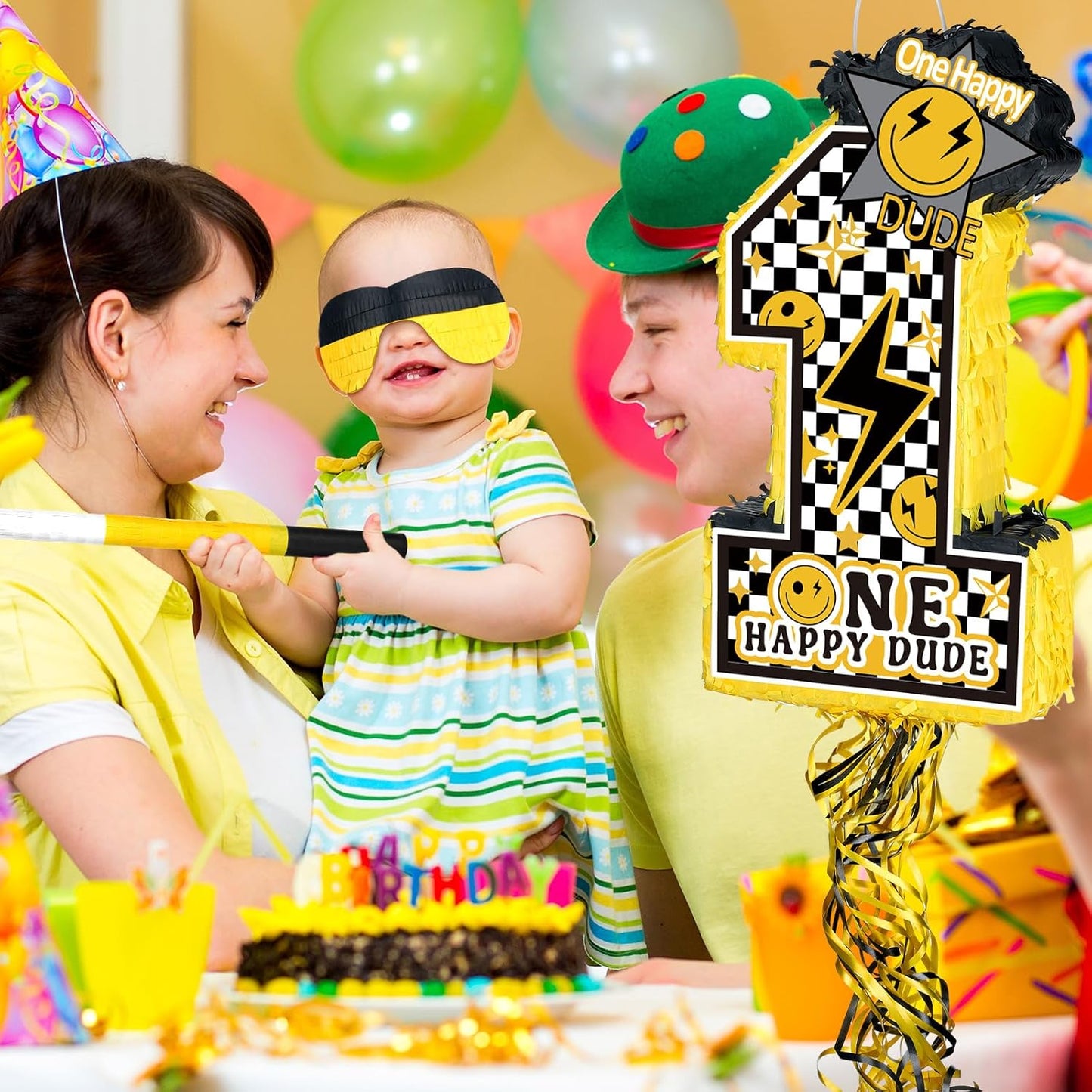 Baseball Piñata with Blindfold Bat for Birthday Party Softball Paper Piñata Sports Balls Confetti Baseball Party Supplies for Birthday Party Decorations 13.19 x 13.19 x 3 Inch(Cool)