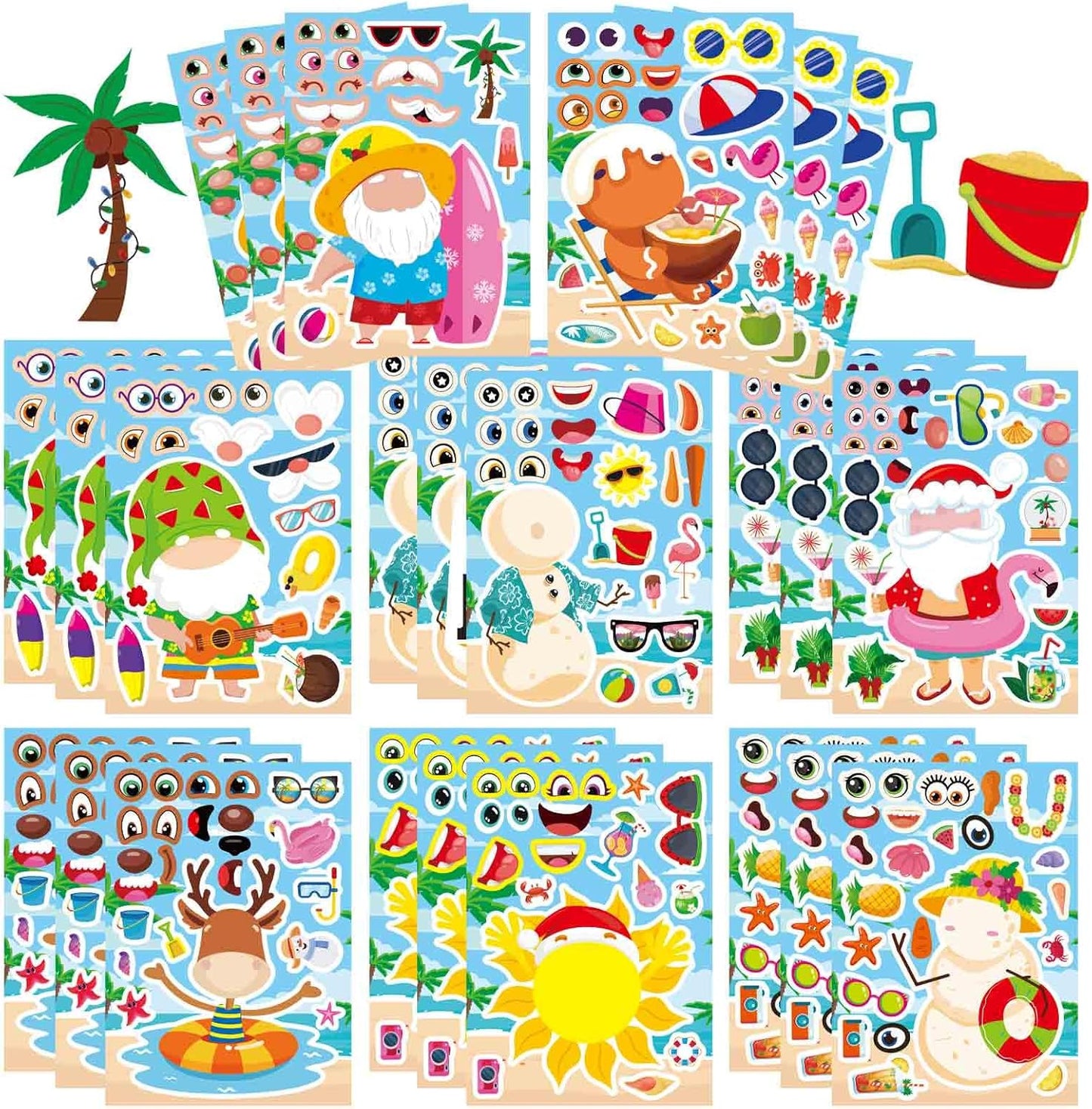 24 Sheets Make-a-face Cupcake Stickers Make Your Own Dessert Stickers Mix and Match Sweets and Fruit Treats Party Favor Supplies for Kids Ice Cream Sticker Games Birthday DIY Art Crafts