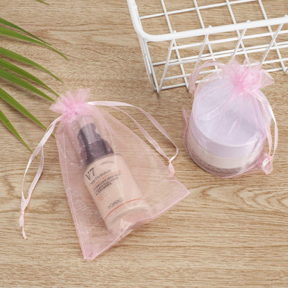100pcs White Organza Bags 2x3 inch Sheer Drawstring Gift Bags Jewelry Pouches Wedding Party Christmas Favor Gift Bags, Little Mesh Gift Pouches Mini Candy Bags for Small Presents Earrings
