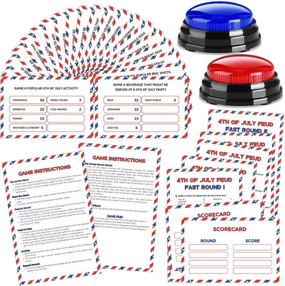 20 Pcs Retirement Friendly Feud Game Set Retirement Party Game Trivia Quiz with 18 Card 2 Buzzer for Adults Family Games Activities Party Supplies, Battery Not Included