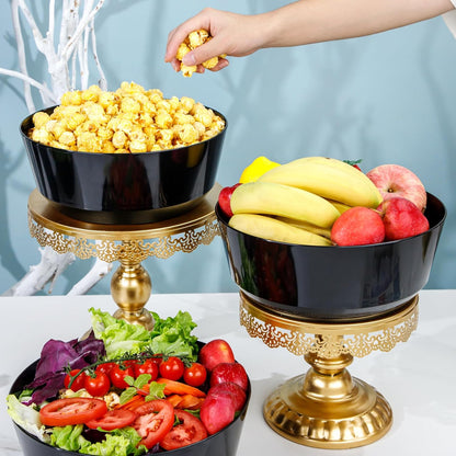 Hioasis 8 Pack Plastic Serving Bowls 128oz Gold Glitter Plastic Bowls Heavy Duty Disposable Serving Bowls for Party Snack & Salad & Candy & Bar Buffet