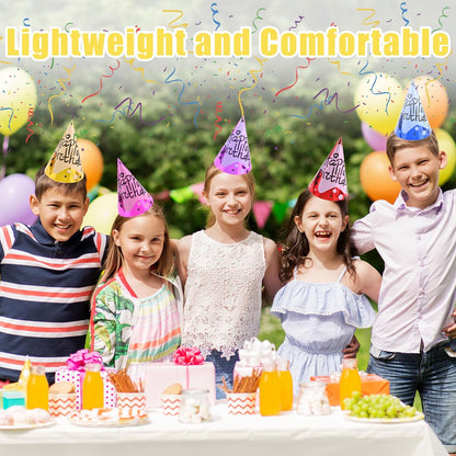 CANREVEL Party Hats for Adults, Birthday Party Headwear Supplies, Cone Hats Bulk for Women Men