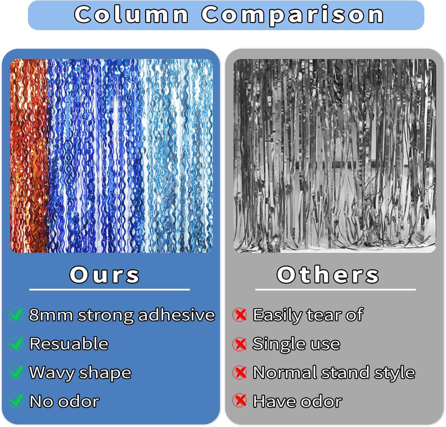 3 Pack Colorful Foil Fringe Curtain Backdrop - 6.6 x 3.3 ft Wavy Rainbow Tinsel Backdrop Curtain Metallic Streamers Iridescent Holiday Photo Booth Party Decorations
