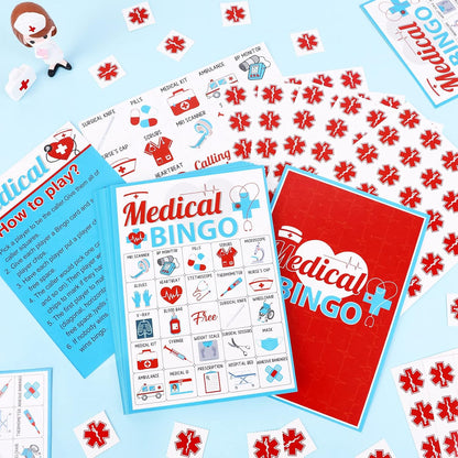 Cheereveal Nurse Graduation Party Games, Nurse Graduation Bingo Game with 12 Player Chips, 24 Medical Bingo Cards for Graduation Party Games 2026, Nursing Grad Party Activities Supplies