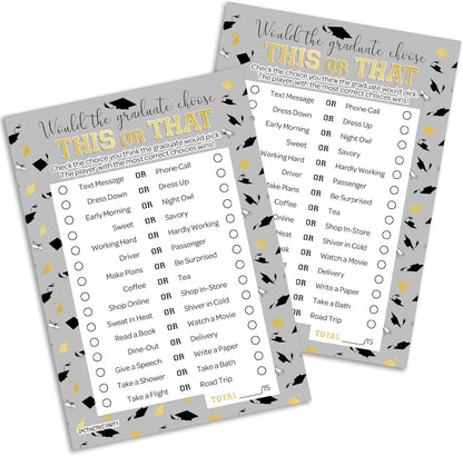 DISTINCTIVS Graduation Party Game - This or that Game for Teens and Adults, Class of 2026, 25 Guests