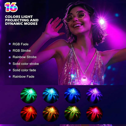 Light Up LED Necklaces for Women - 16 Color Changing USB Rechargeable Flashing Pendant, Disco Party Rave Festival Jewelry, Electronic Light Up Necklace