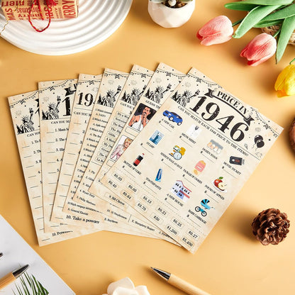 70Pcs 70th Birthday Party Games Born In 1956 Fun 1956 Trivia Music Slang Books Game Double-Sided Game Cards Vintage 70th Birthday Party Supplies for 70 Year Old Activity Anniversary Class Reunion