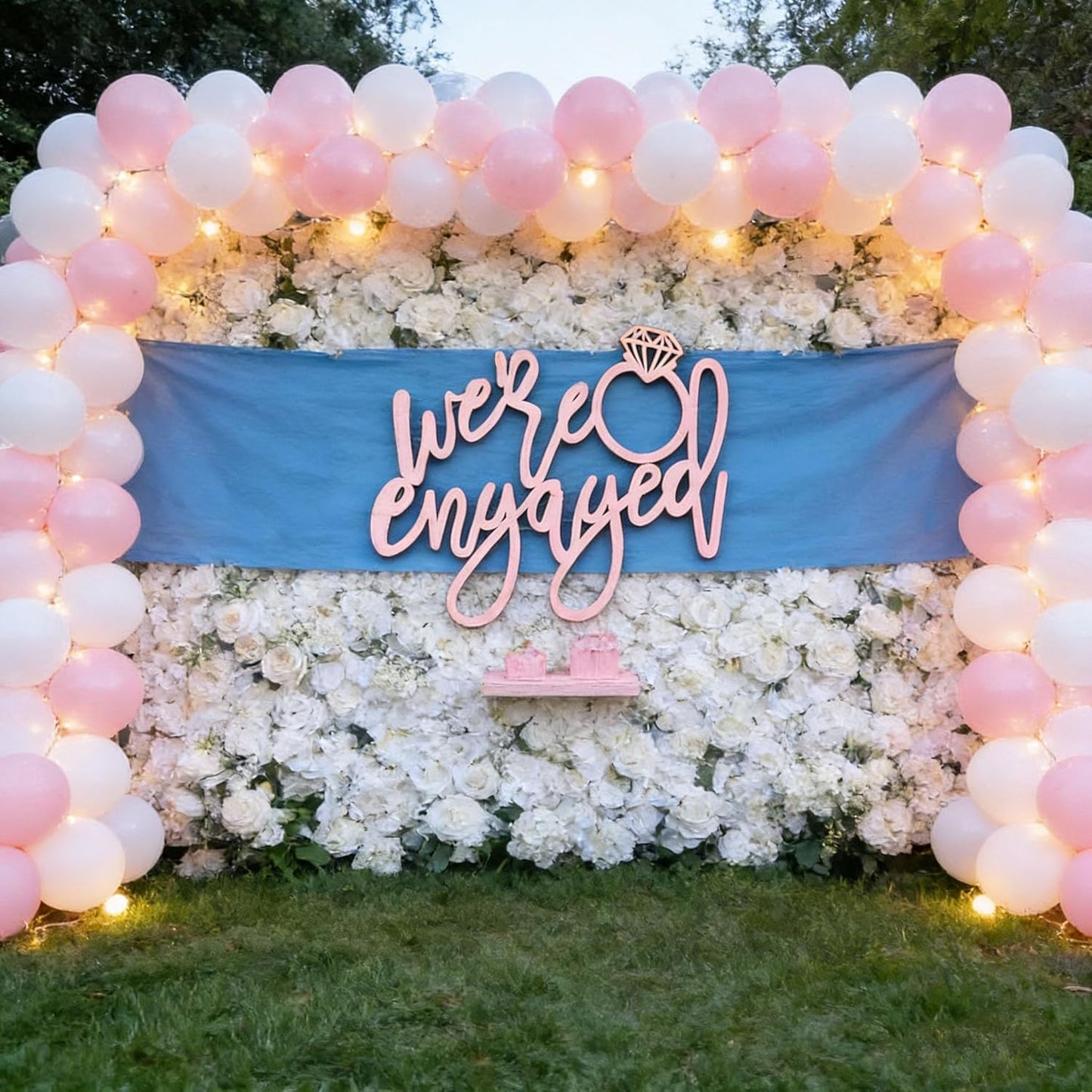 We're Engaged Sign,Wooden Wedding Decor for Backdrop with Diamond Accent,Just Engaged Sign, Engagement Welcome Sign, We’re Engaged Welcome Sign, Engaged Signs, Bridal Shower Decorations Photo Booth Props