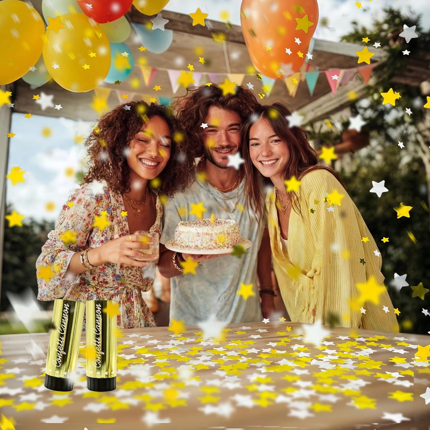 8 PCS Party Confetti Poppers Cannons for Wedding Birthday Graduation Baby Shower Anniversary Christmas New Year's Party Celebrations Supplies and Favors