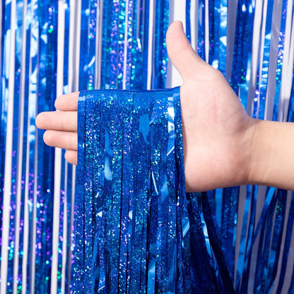 Voircoloria 3 Pack 3.3x8.2 Feet Gold Foil Fringe Backdrop Curtains, Tinsel Streamers, Fringe Backdrop for 2025 New Years Eve, Graduation, Birthday, Baby Shower, Gender Reveal, Disco Party - Colors A