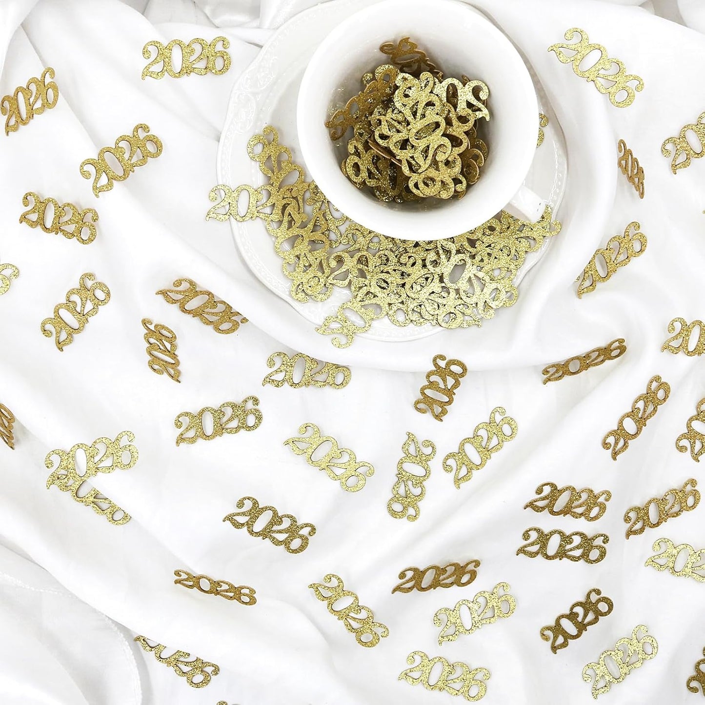 Gold Graduation Confetti Class of 2026, Glitter 2026 Confetti 120pcs for Graduation Party Decorations and New Years Eve Party Supplies 2026.