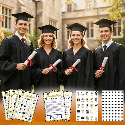 Graduation Bingo Game Cards, 24 Players Graduation Bingo Cards, Graduations Party Games for Classroom Large Group Activities High School Adults College Class of 2026 Congrats Grad Party Supplies