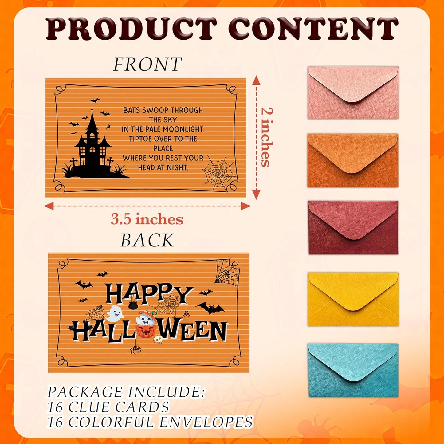 Halloween Scavenger Hunt Games Set, Trick Or Treat Treasure Hunt Clue Games for Friends Family, Halloween Activities for Large Groups, Horror Party Supplies Decorations, 01