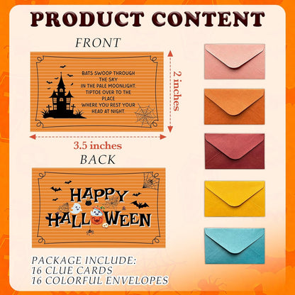 Halloween Scavenger Hunt Games Set, Trick Or Treat Treasure Hunt Clue Games for Friends Family, Halloween Activities for Large Groups, Horror Party Supplies Decorations, 01
