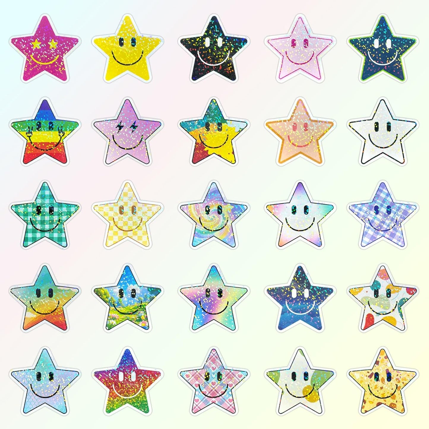 50PCS Smiling Stickers, Cute Water Bottle Stickers for Kids, for Teaching Rewards, Notebooks, Stationery, Luggage, Cartoon PVC Happy Stickers