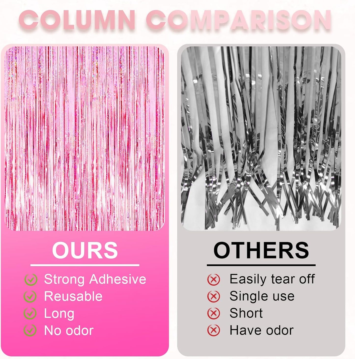 Voircoloria 3 Pack 3.3x8.2 Feet Gold Foil Fringe Backdrop Curtains, Tinsel Streamers, Fringe Backdrop for 2025 New Years Eve, Graduation, Birthday, Baby Shower, Gender Reveal, Disco Party - Colors B