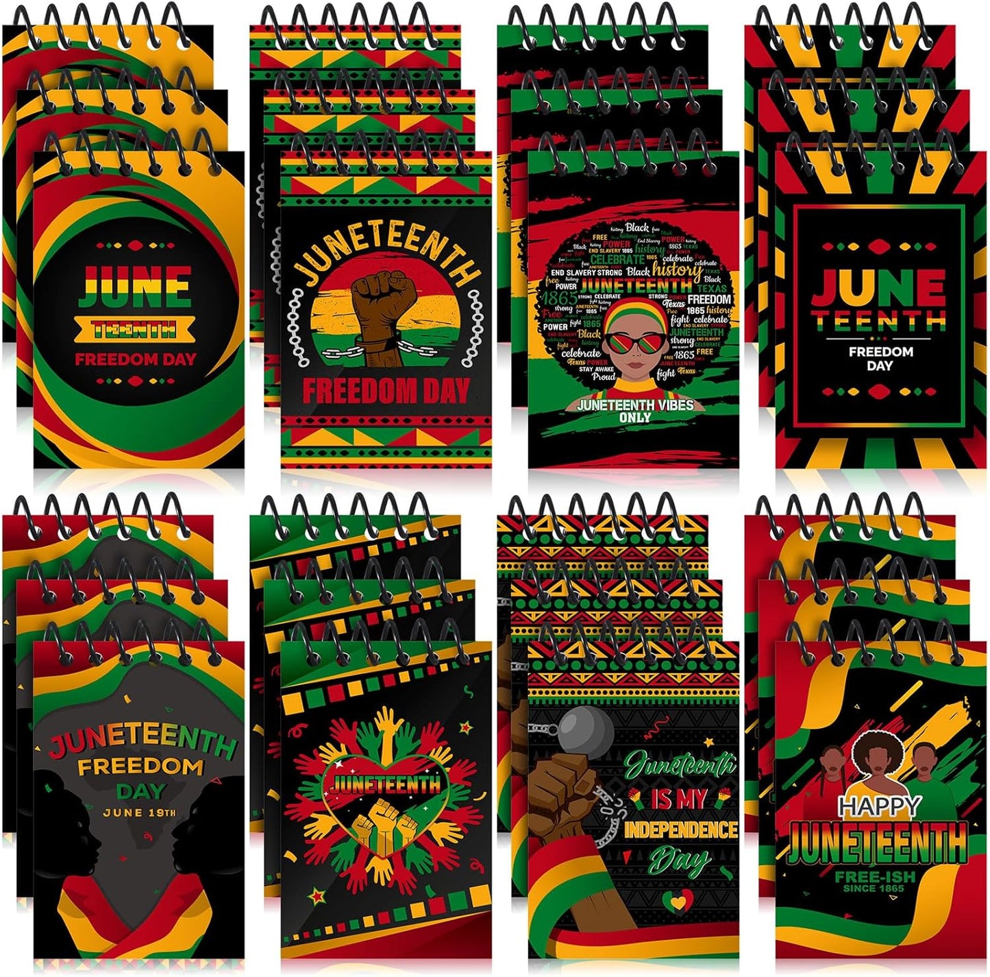 Containlol 24 Pieces Mini Juneteenth Notebooks, Black History Small Mini Memo Pad Notepads for Birthday Gift, Juneteenth Party Favor Supplies, 8 Patterns