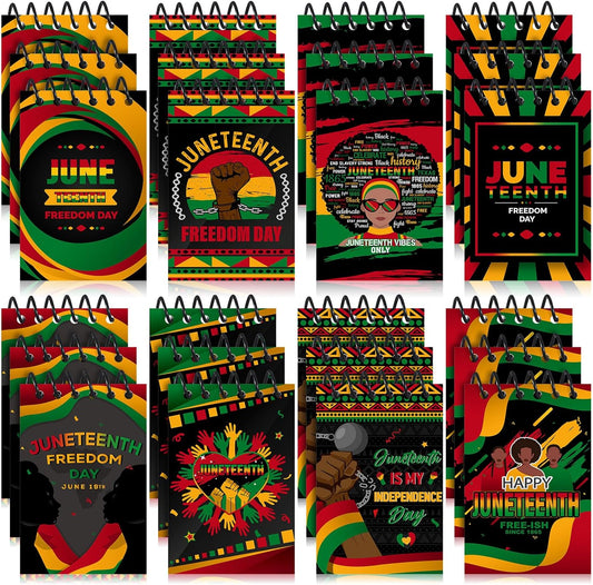 Containlol 24 Pieces Mini Juneteenth Notebooks, Black History Small Mini Memo Pad Notepads for Birthday Gift, Juneteenth Party Favor Supplies, 8 Patterns