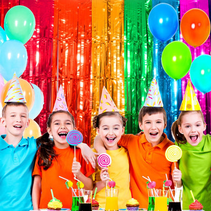 4 Packs Silver Foil Fringe Curtain, Silver Glitter Metallic Tinsel Backdrop for Birthday, Wedding, Baby Shower, Bachelorette, 70s 80s 90s Theme Disco Party, Iridescent Party Decorations Supplies