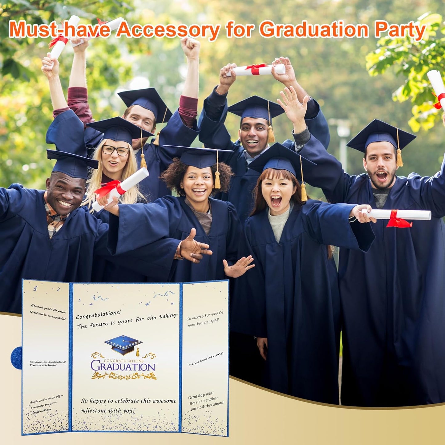 Graduation Guest Book 2026 Graduation Party Decorations Class of 2026 Graduation Sign in Book Signature Board Keepsake Grad Party Supplies College High School Graduation Gift Card Book (Blue)