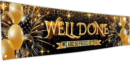 Welcome Banner - Black and Gold Welcome Home Decorations 6 x 1.3ft - Welcome Back Banner - We Missed You So Much