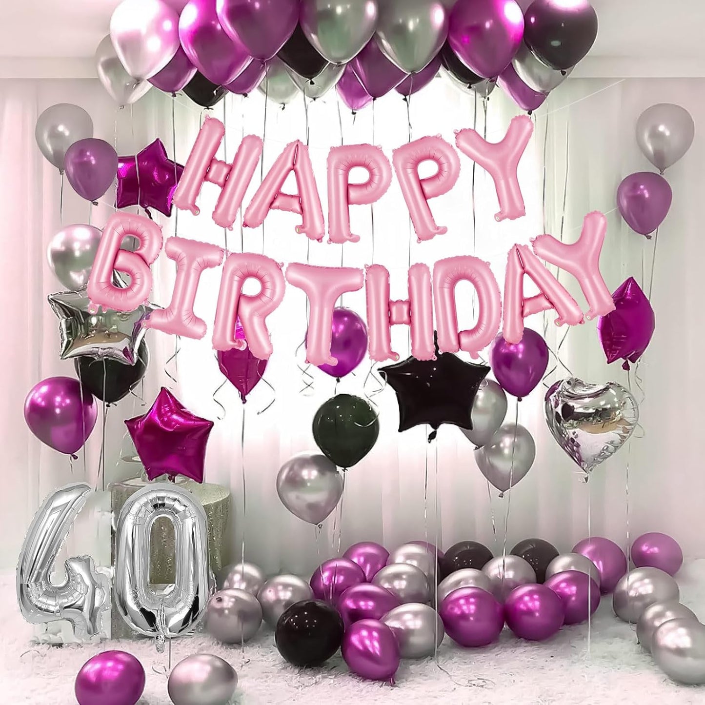 Happy Birthday Balloons Banner, Foil Balloon Personalized Name Letters Balloons Sign Birthday Party Decorations for Women Men Boys Girls Cream
