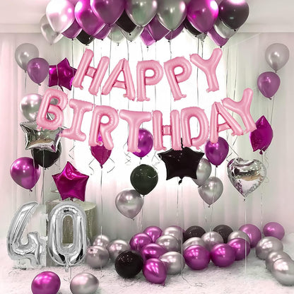 Happy Birthday Balloons Banner, Foil Balloon Personalized Name Letters Balloons Sign Birthday Party Decorations for Women Men Boys Girls Cream