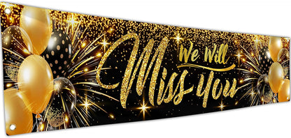 Welcome Banner - Black and Gold Welcome Home Decorations 6 x 1.3ft - Welcome Back Banner - We Missed You So Much