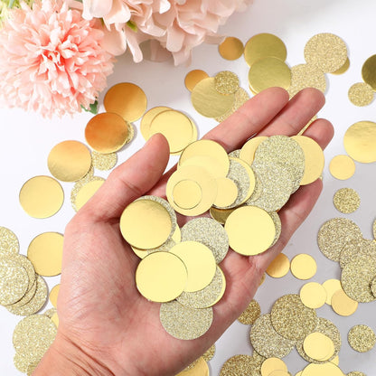 Gold Confetti for Tables, 200Pcs Round Glitter Scatter Table Decoration - Gold Confetti Craft for Wedding Bridal Baby Shower Celebration Circle Dots Decor