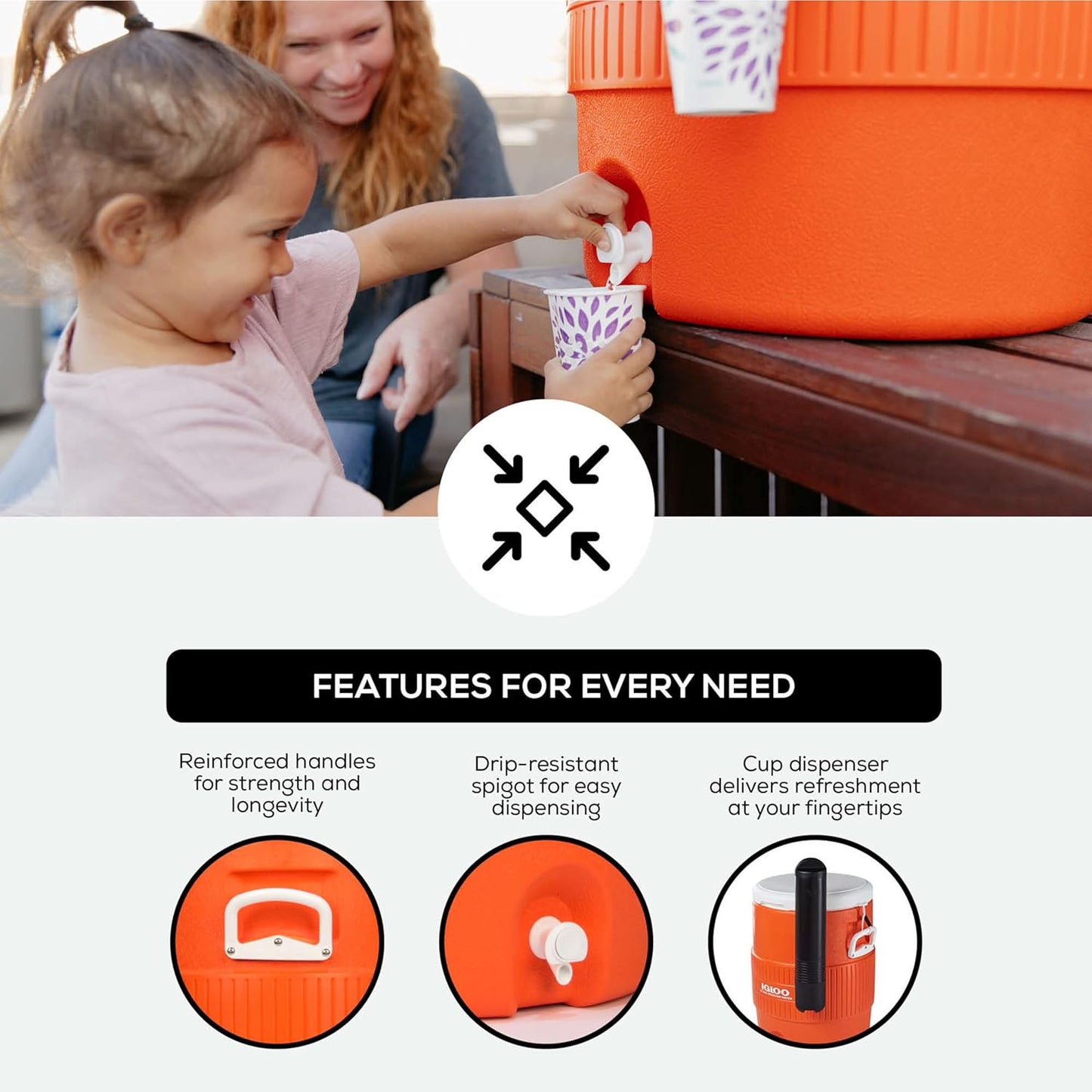Igloo Sports Cooler | Insulated Beverage Dispenser with Spout |Portable Handwashing Station